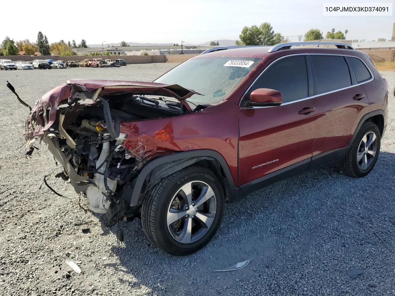 2019 Jeep Cherokee Limited VIN: 1C4PJMDX3KD374091 Lot: 79333854