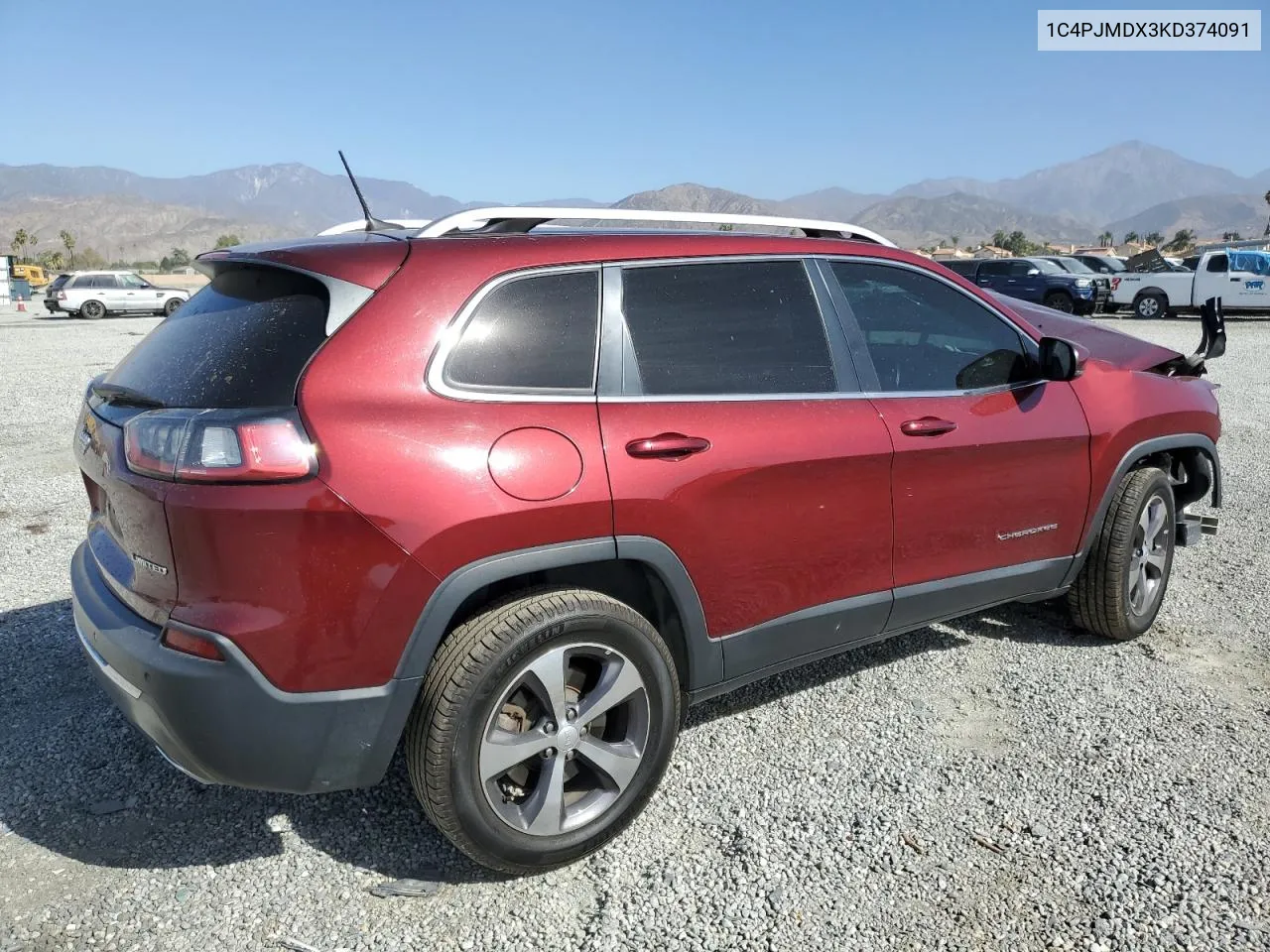 2019 Jeep Cherokee Limited VIN: 1C4PJMDX3KD374091 Lot: 79333854