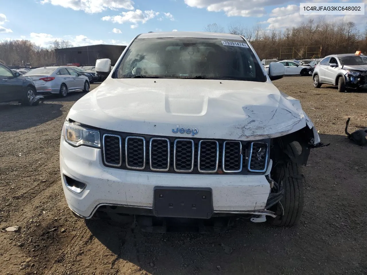 2019 Jeep Grand Cherokee Laredo VIN: 1C4RJFAG3KC648002 Lot: 79391474