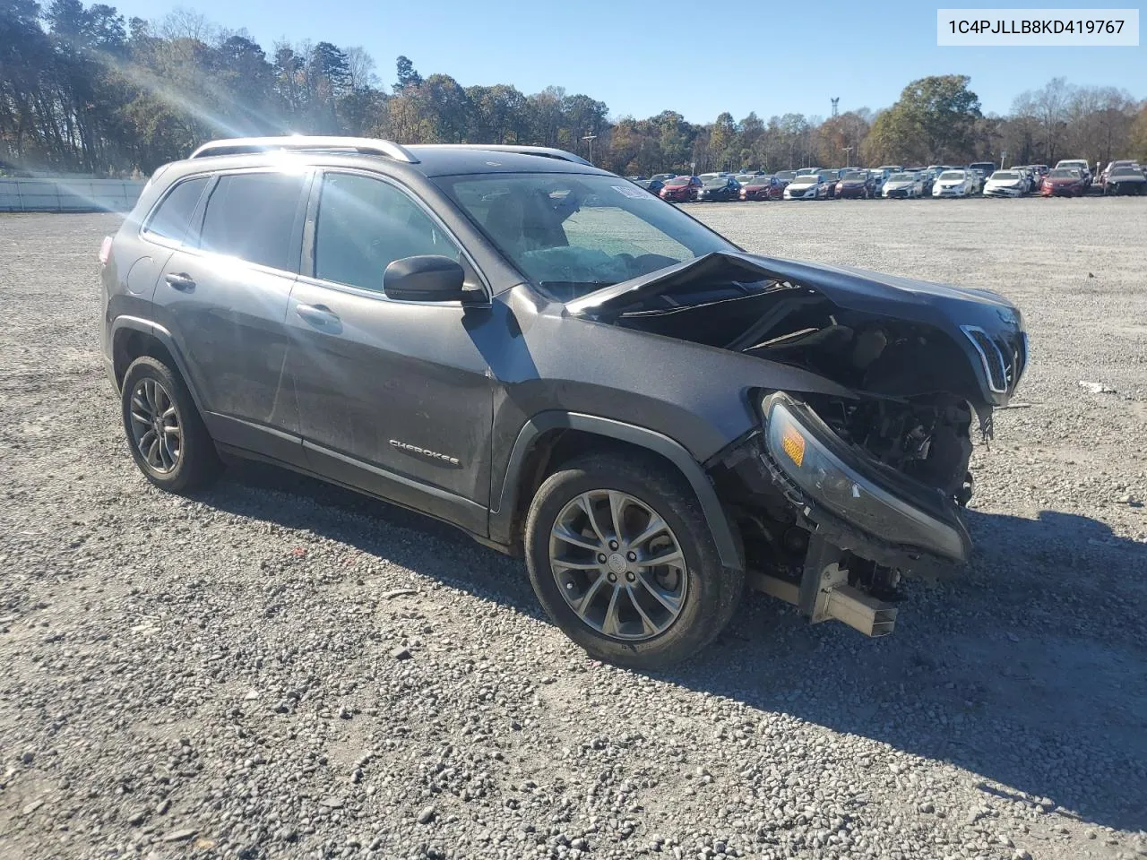 2019 Jeep Cherokee Latitude Plus VIN: 1C4PJLLB8KD419767 Lot: 80710964