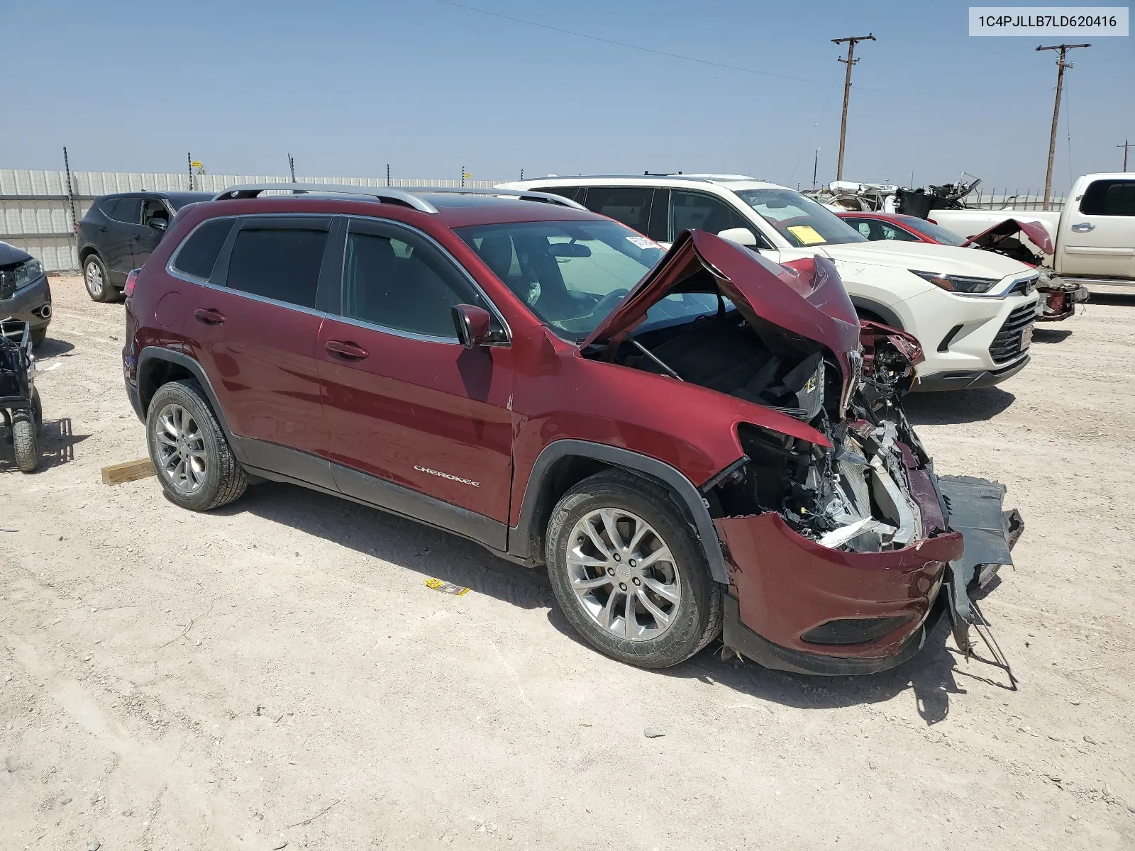 2020 Jeep Cherokee Latitude Plus VIN: 1C4PJLLB7LD620416 Lot: 65704654