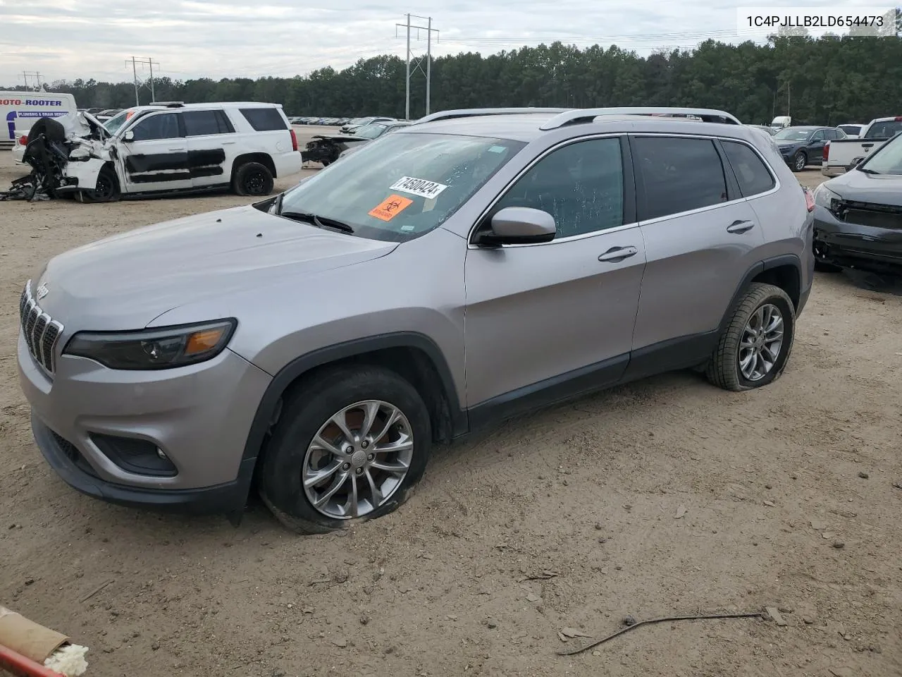 2020 Jeep Cherokee Latitude Plus VIN: 1C4PJLLB2LD654473 Lot: 74500424