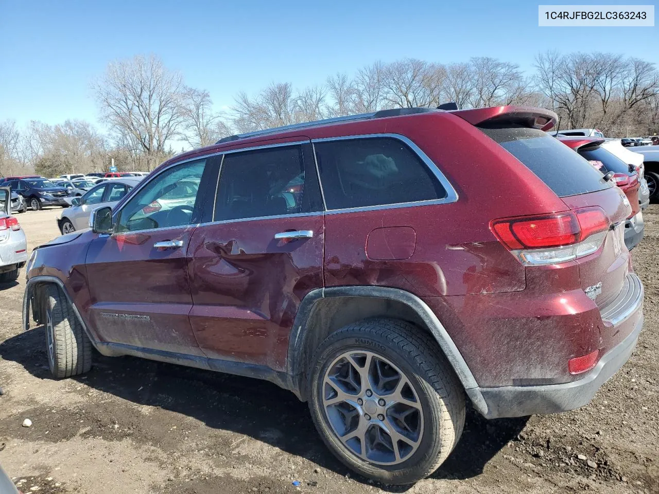 2020 Jeep Grand Cherokee Limited VIN: 1C4RJFBG2LC363243 Lot: 78842814