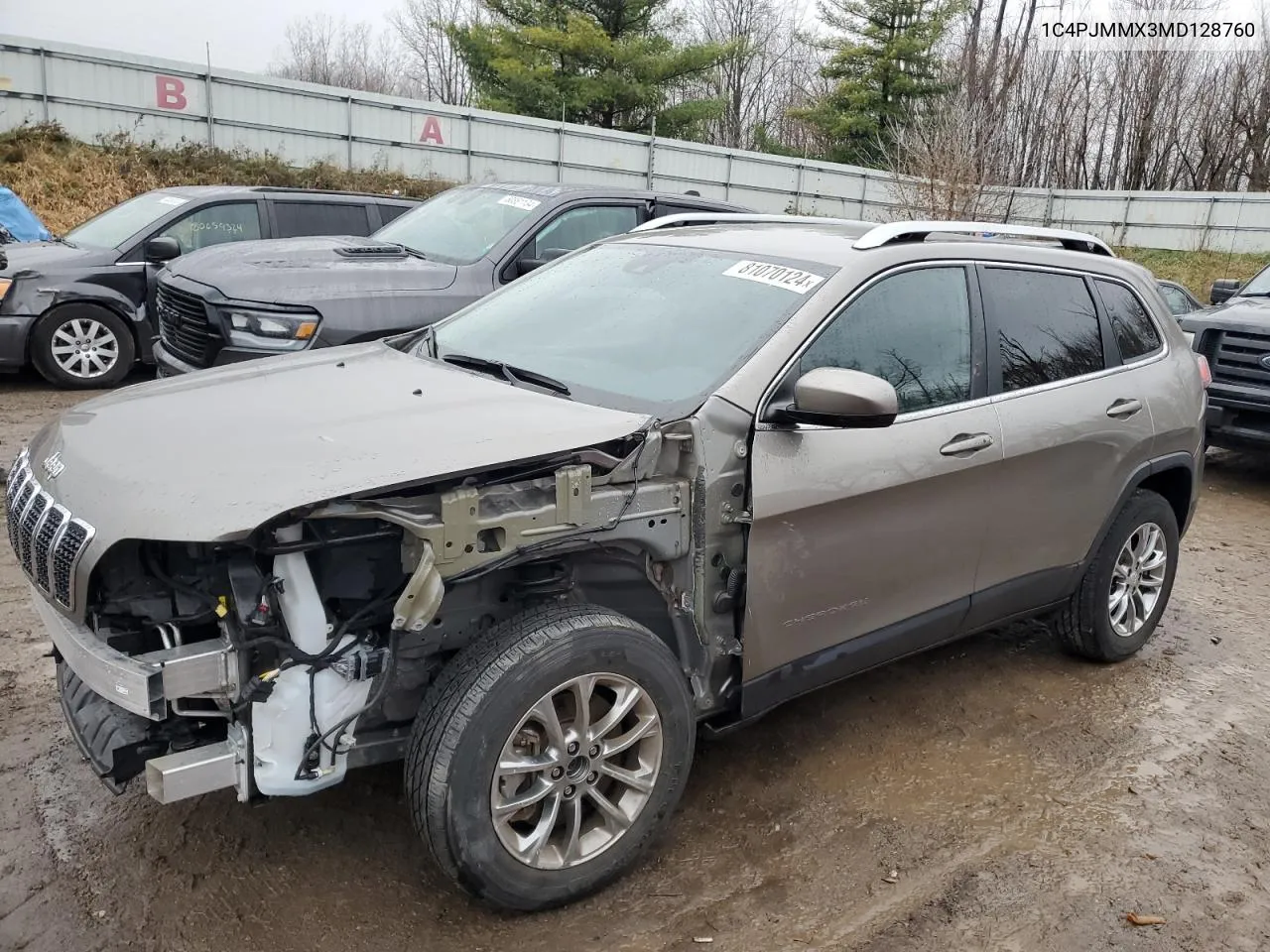 2021 Jeep Cherokee Latitude Lux VIN: 1C4PJMMX3MD128760 Lot: 81070124