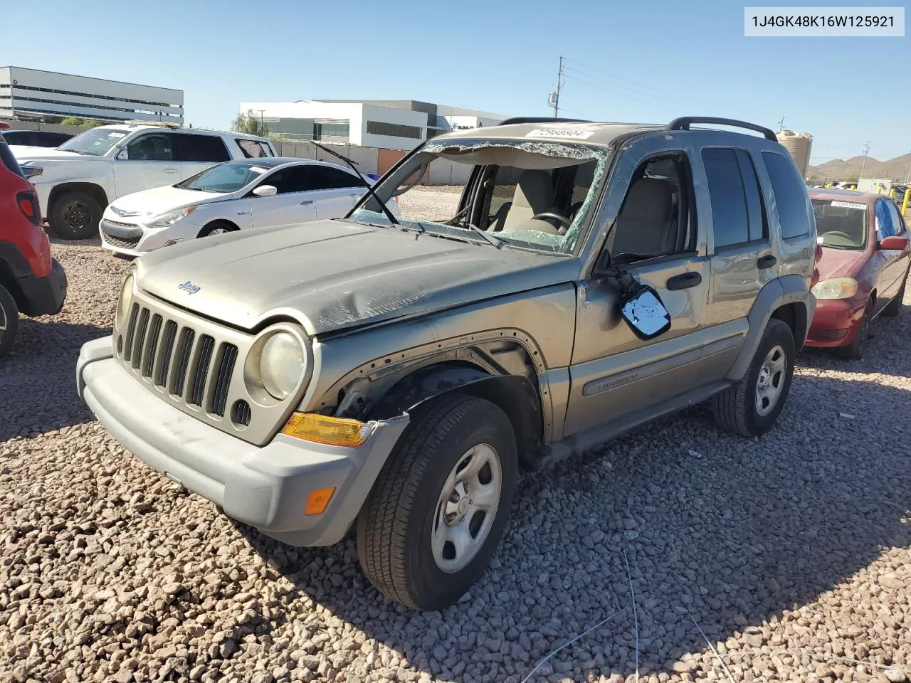 2006 Jeep Liberty Sport VIN: 1J4GK48K16W125921 Lot: 72988804