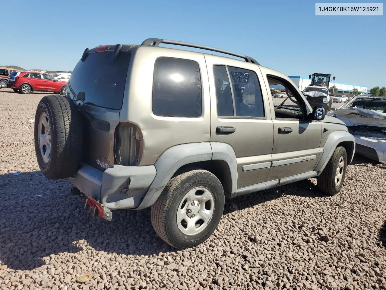 2006 Jeep Liberty Sport VIN: 1J4GK48K16W125921 Lot: 72988804