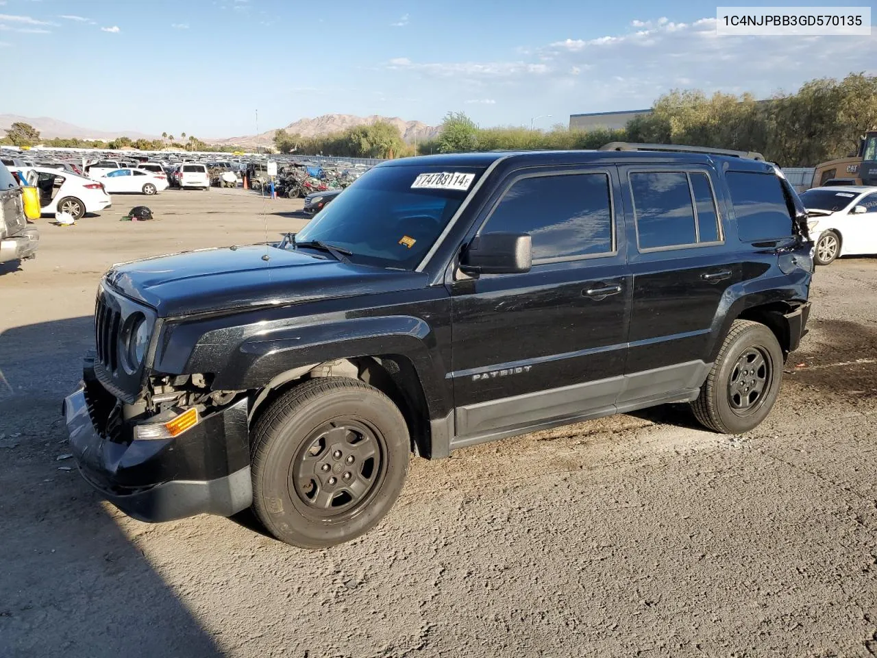 2016 Jeep Patriot Sport VIN: 1C4NJPBB3GD570135 Lot: 74788114