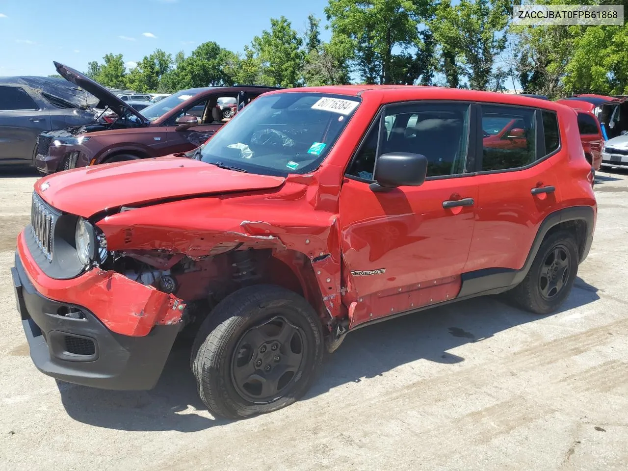 2015 Jeep Renegade Sport VIN: ZACCJBAT0FPB61868 Lot: 60716384