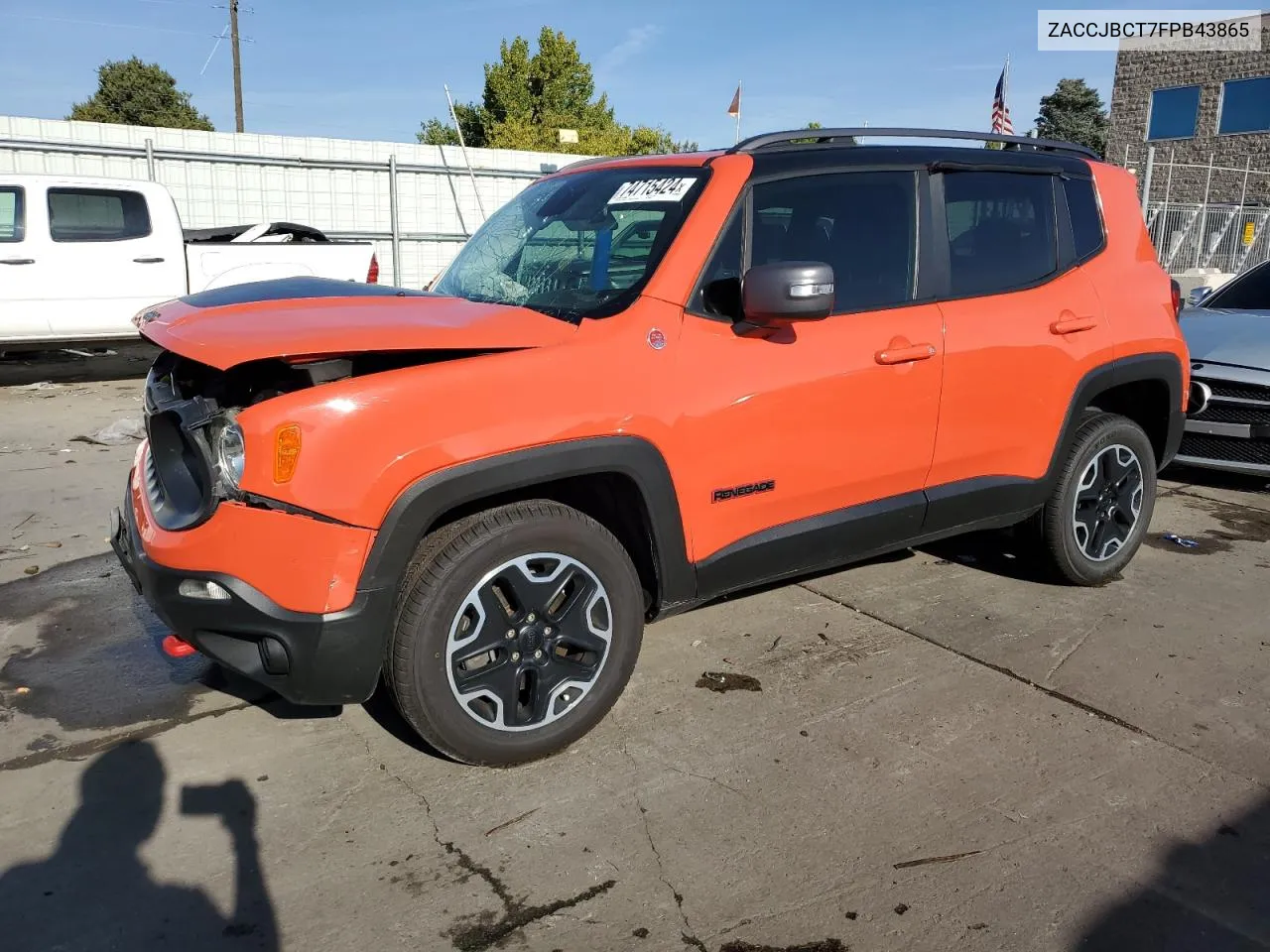 2015 Jeep Renegade Trailhawk VIN: ZACCJBCT7FPB43865 Lot: 74715424