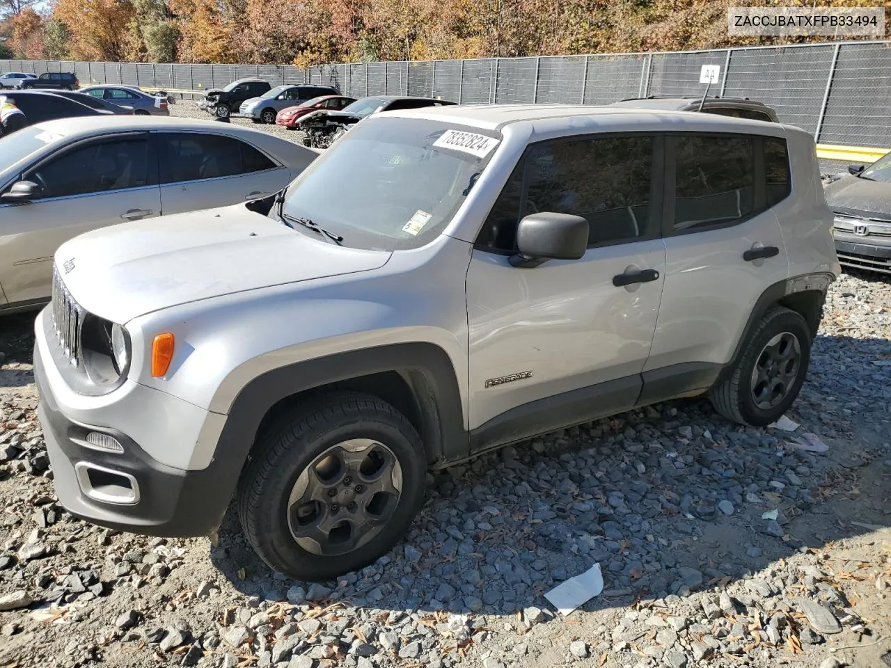 2015 Jeep Renegade Sport VIN: ZACCJBATXFPB33494 Lot: 78352824