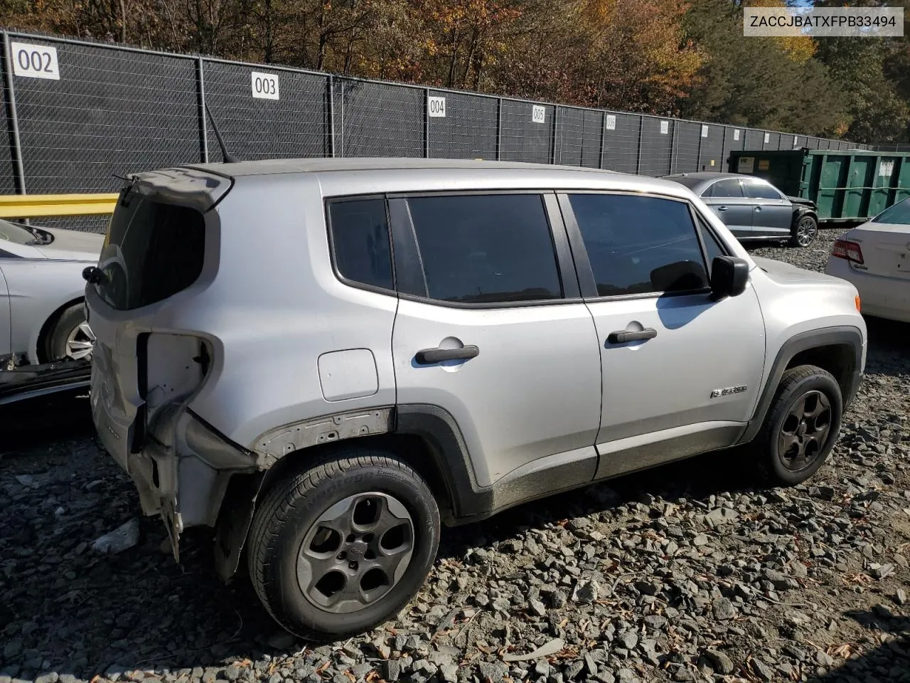 2015 Jeep Renegade Sport VIN: ZACCJBATXFPB33494 Lot: 78352824