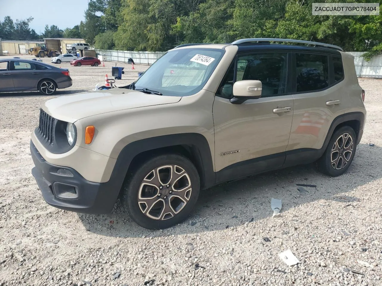 2016 Jeep Renegade Limited VIN: ZACCJADT7GPC78404 Lot: 70614364