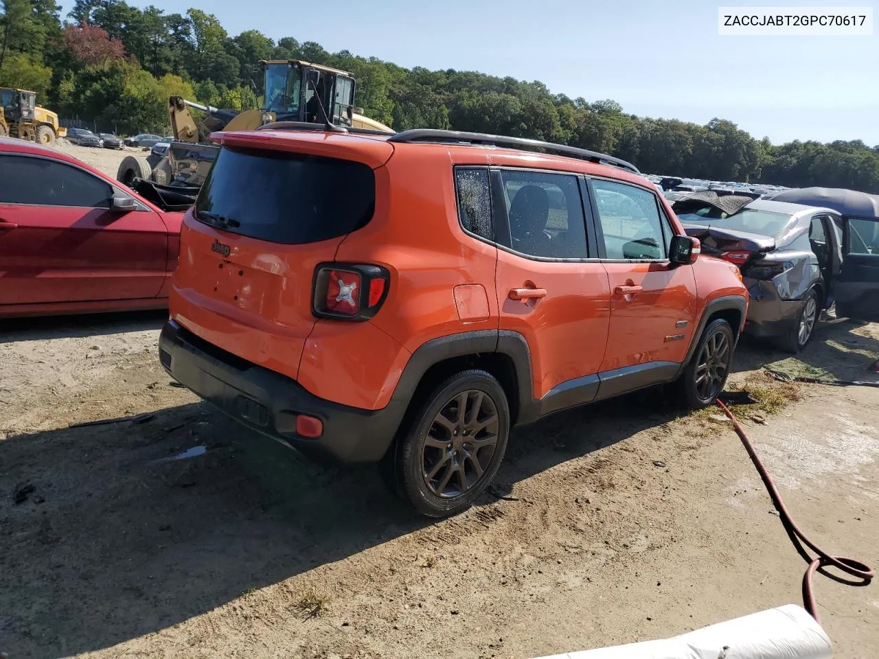 2016 Jeep Renegade Latitude VIN: ZACCJABT2GPC70617 Lot: 70627644