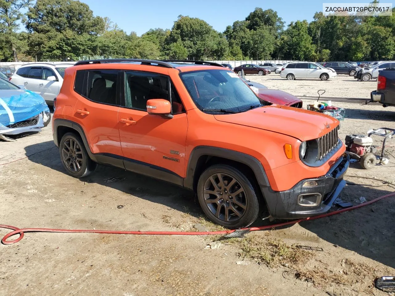 2016 Jeep Renegade Latitude VIN: ZACCJABT2GPC70617 Lot: 70627644