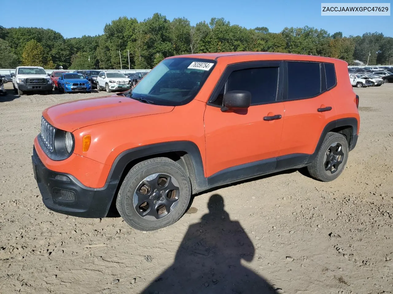 ZACCJAAWXGPC47629 2016 Jeep Renegade Sport