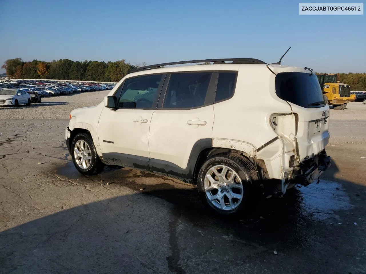 2016 Jeep Renegade Latitude VIN: ZACCJABT0GPC46512 Lot: 77907884