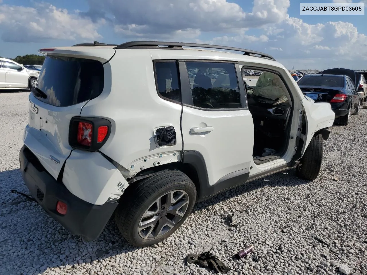 2016 Jeep Renegade Latitude VIN: ZACCJABT8GPD03605 Lot: 78019894