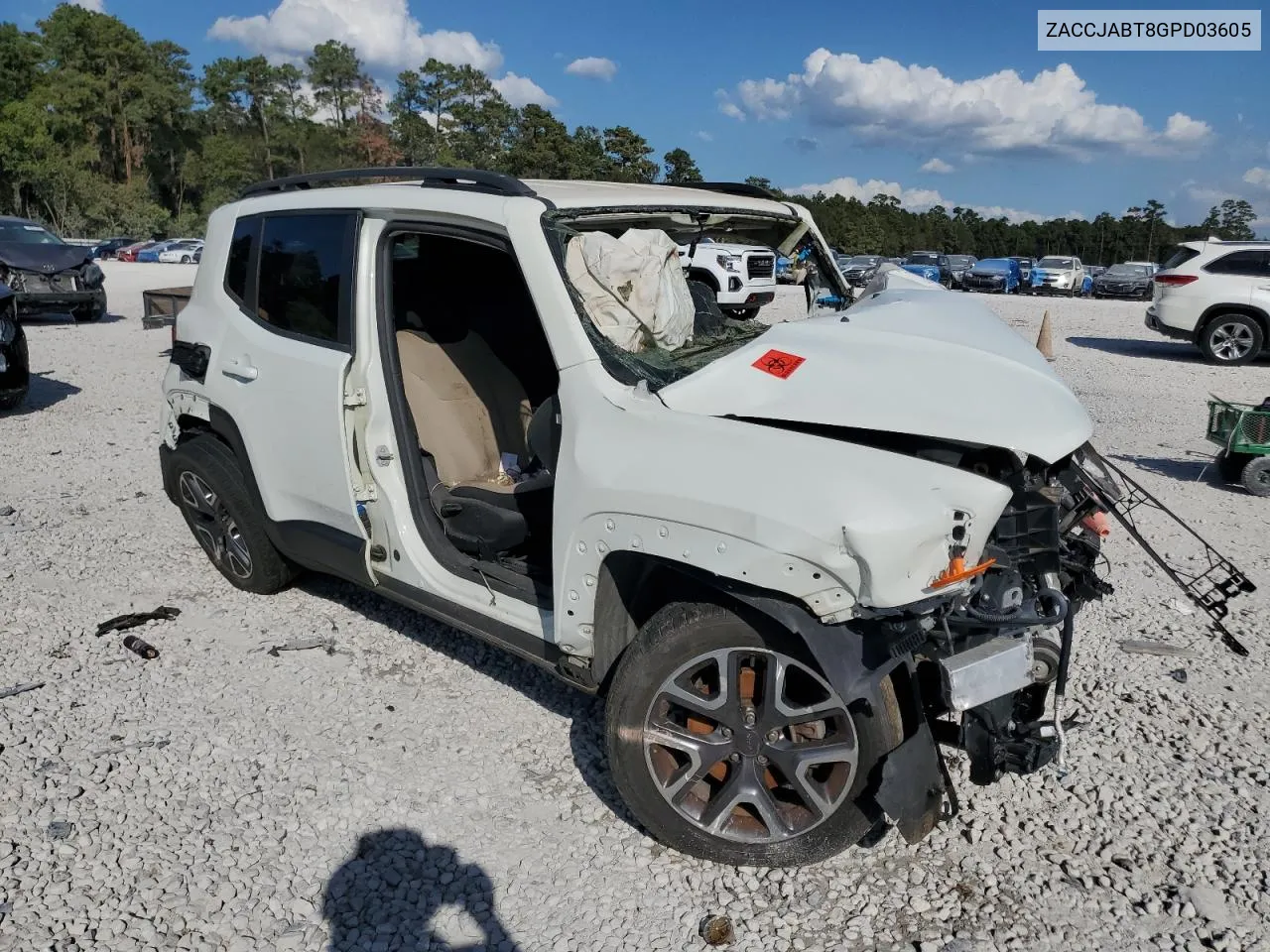 2016 Jeep Renegade Latitude VIN: ZACCJABT8GPD03605 Lot: 78019894