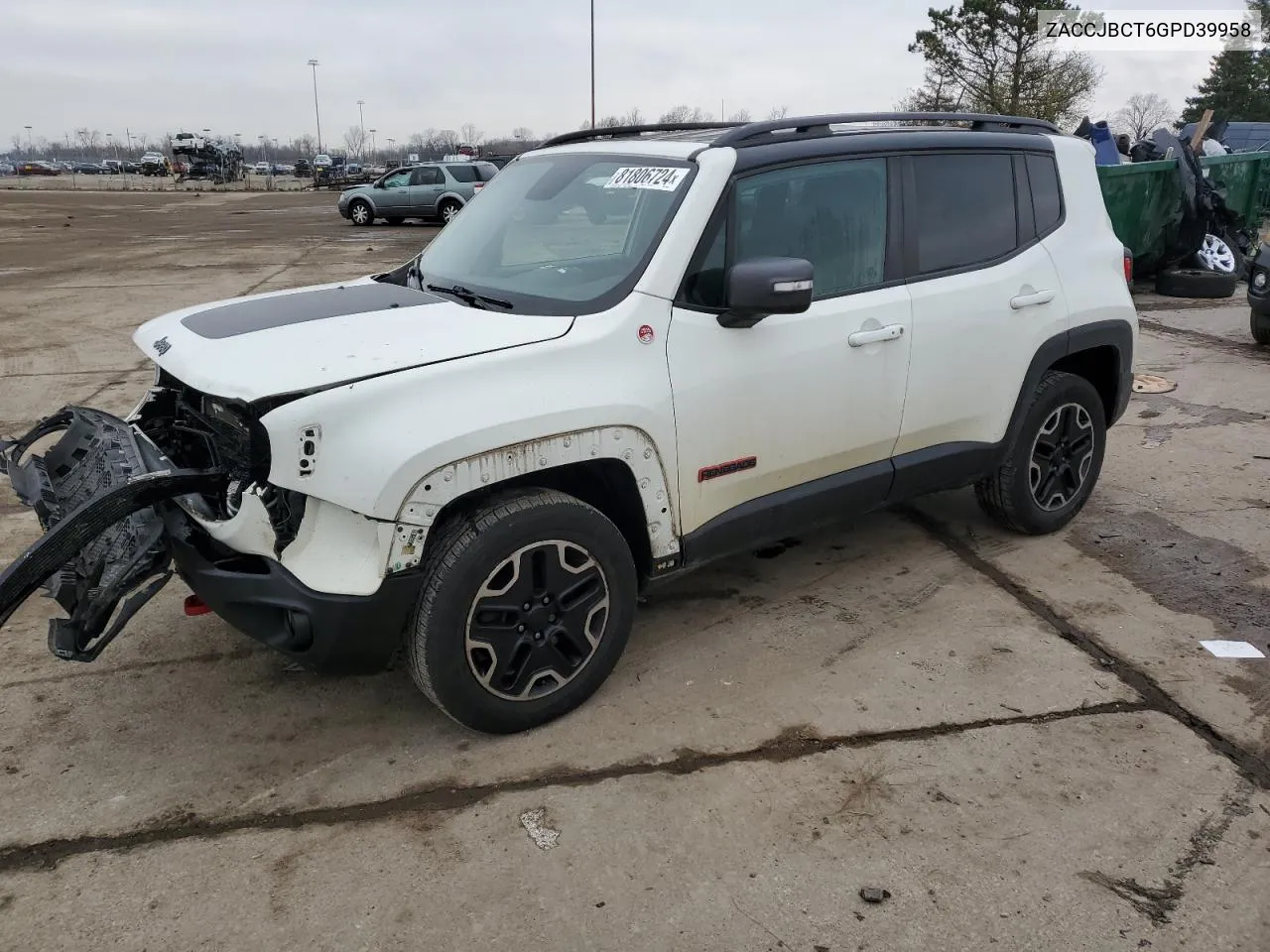 2016 Jeep Renegade Trailhawk VIN: ZACCJBCT6GPD39958 Lot: 81806724