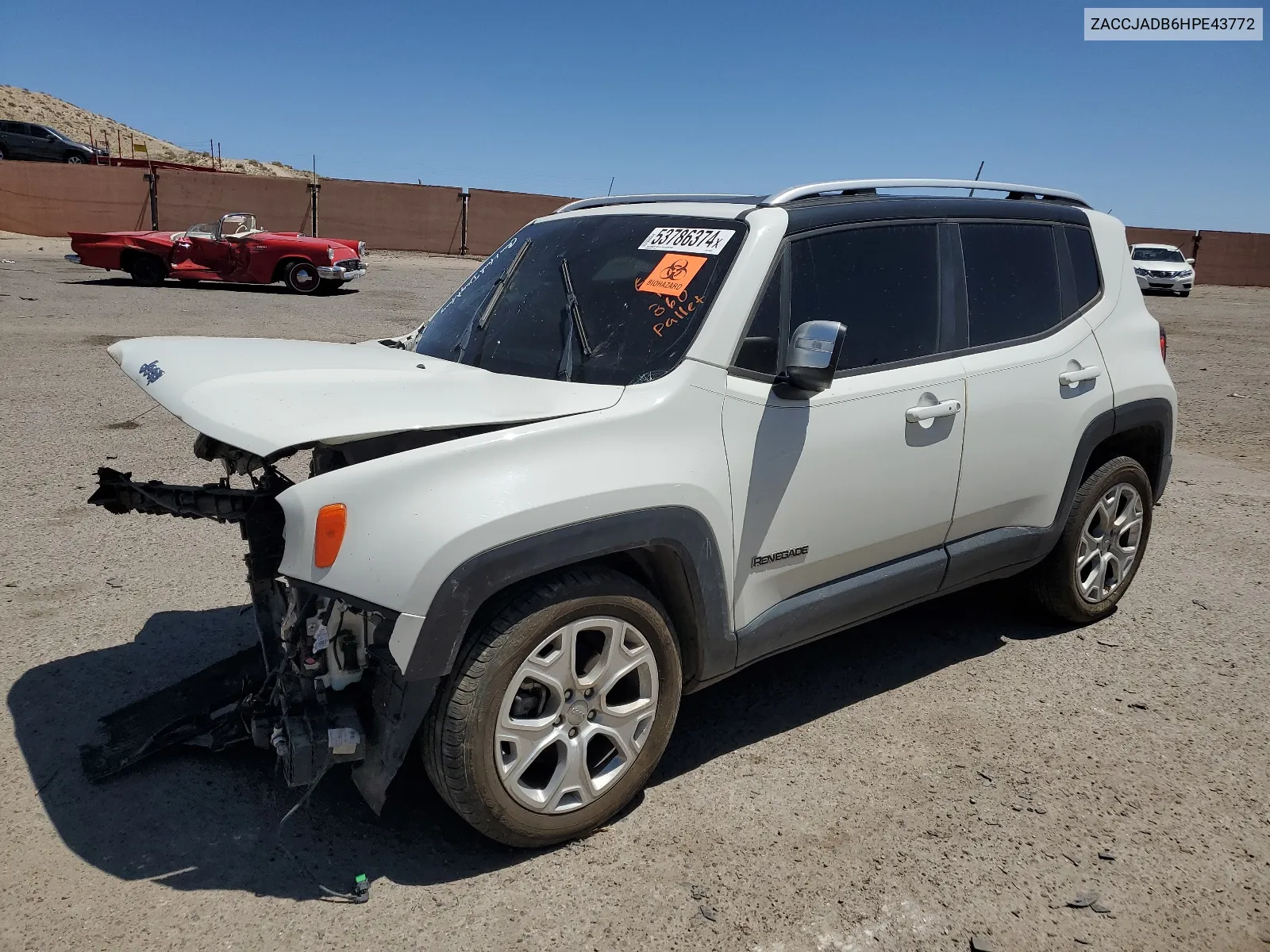 2017 Jeep Renegade Limited VIN: ZACCJADB6HPE43772 Lot: 53786374