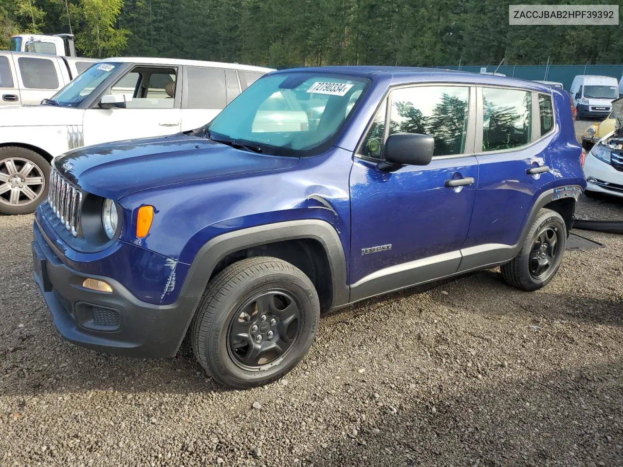 2017 Jeep Renegade Sport VIN: ZACCJBAB2HPF39392 Lot: 72790334