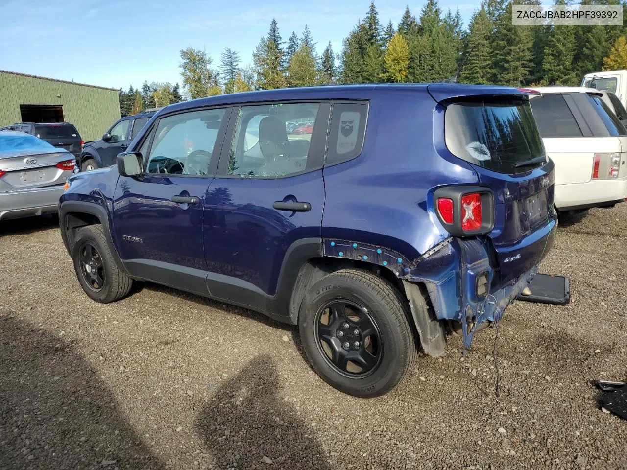 2017 Jeep Renegade Sport VIN: ZACCJBAB2HPF39392 Lot: 72790334