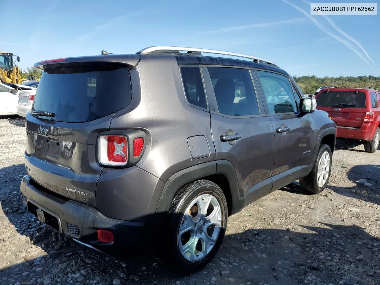 2017 Jeep Renegade Limited VIN: ZACCJBDB1HPF62562 Lot: 73599014