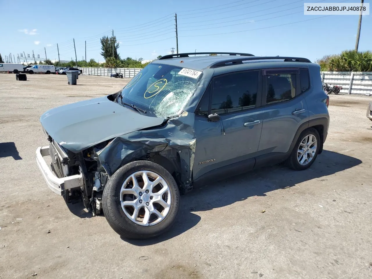 2018 Jeep Renegade Latitude VIN: ZACCJABB0JPJ40878 Lot: 51041764