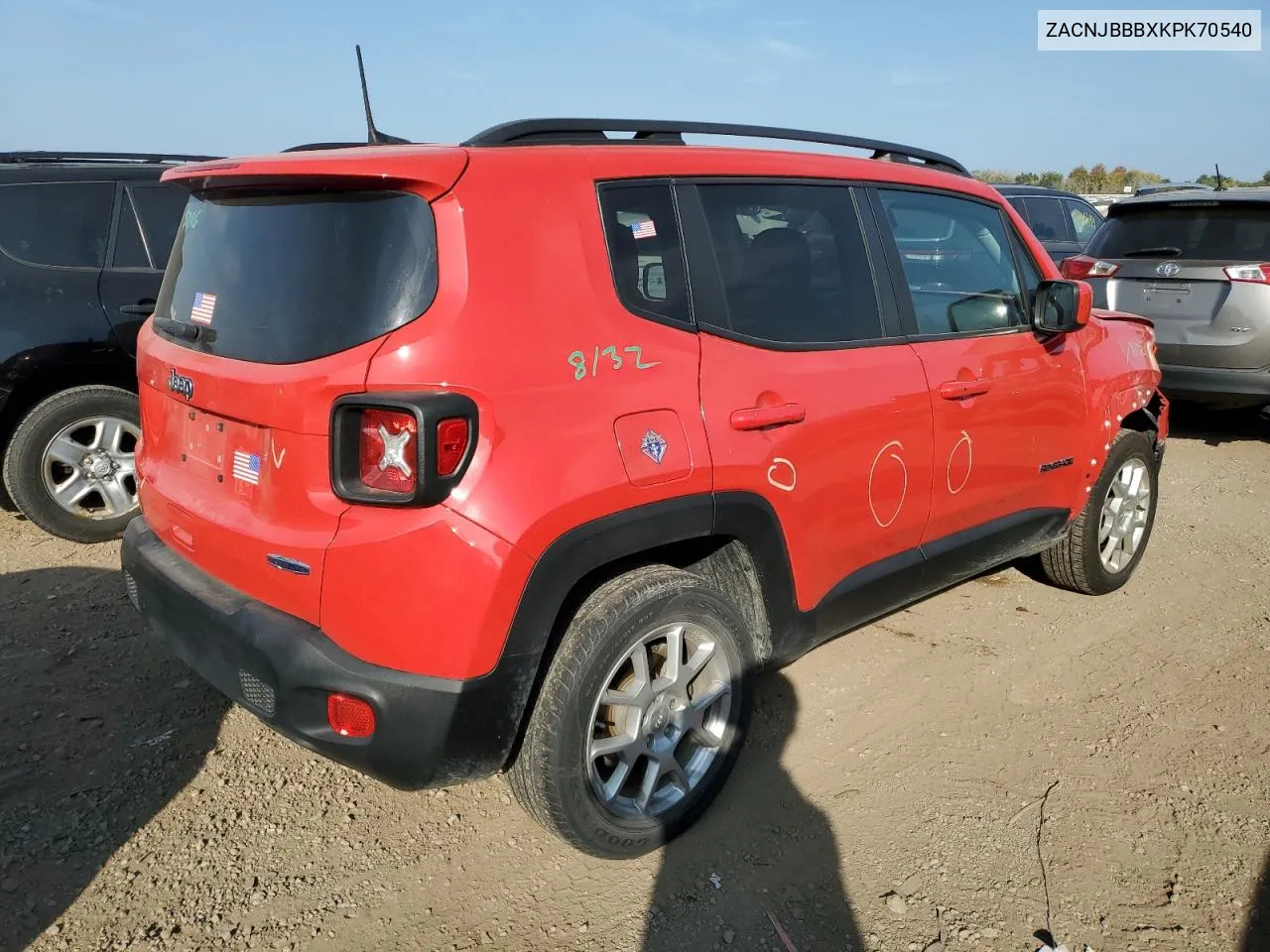 2019 Jeep Renegade Latitude VIN: ZACNJBBBXKPK70540 Lot: 71195164