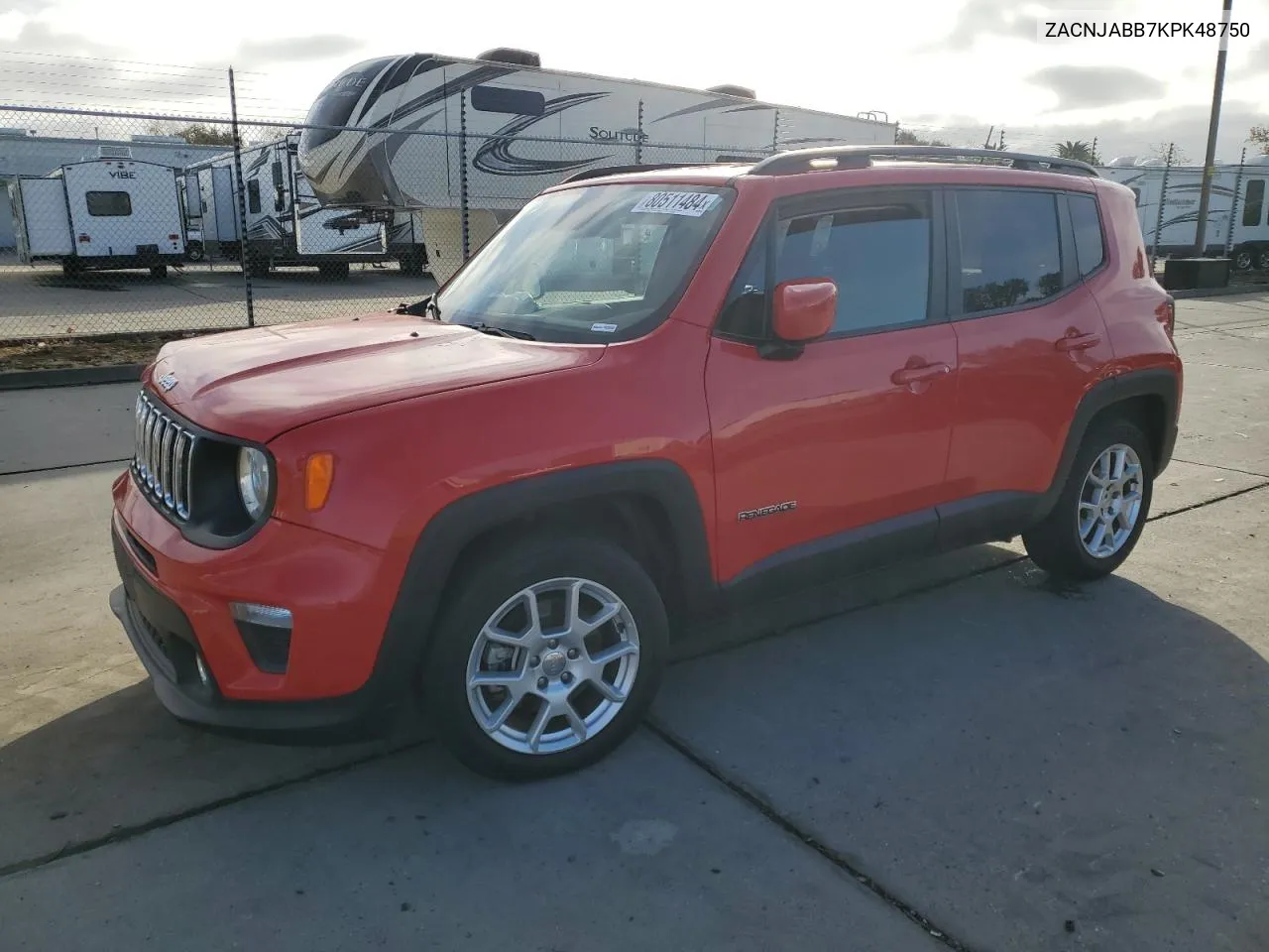 2019 Jeep Renegade Latitude VIN: ZACNJABB7KPK48750 Lot: 80511484