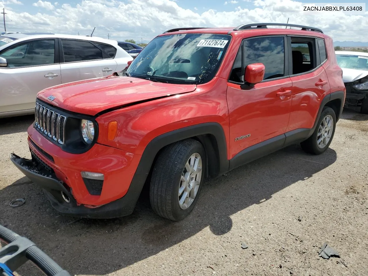 2020 Jeep Renegade Latitude VIN: ZACNJABBXLPL63408 Lot: 71127674