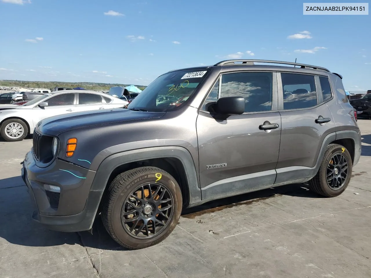 2020 Jeep Renegade Sport VIN: ZACNJAAB2LPK94151 Lot: 72213634