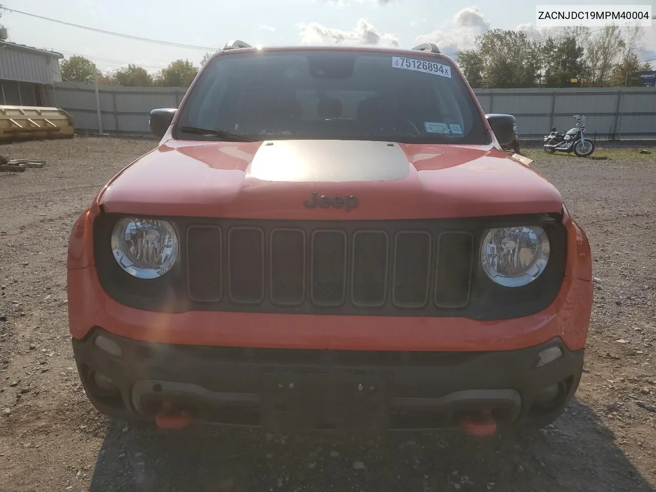 2021 Jeep Renegade Trailhawk VIN: ZACNJDC19MPM40004 Lot: 75126894