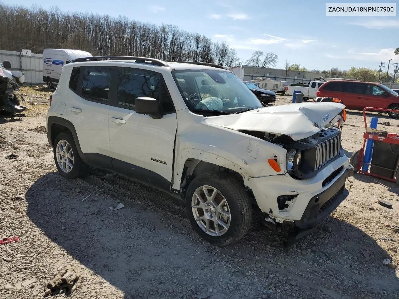 ZACNJDA18NPN67900 2022 Jeep Renegade Sport