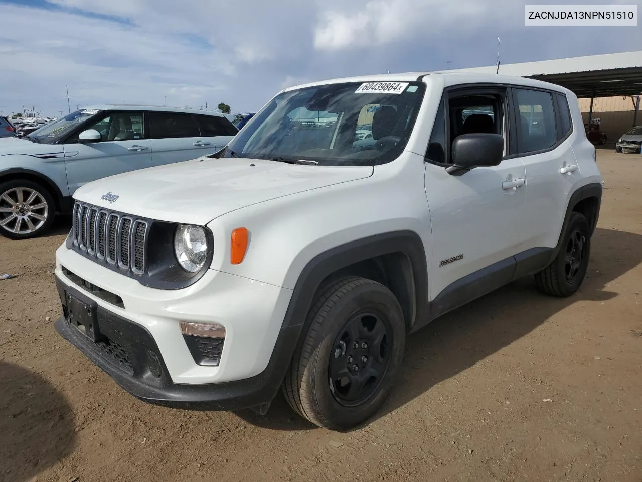 2022 Jeep Renegade Sport VIN: ZACNJDA13NPN51510 Lot: 60439864