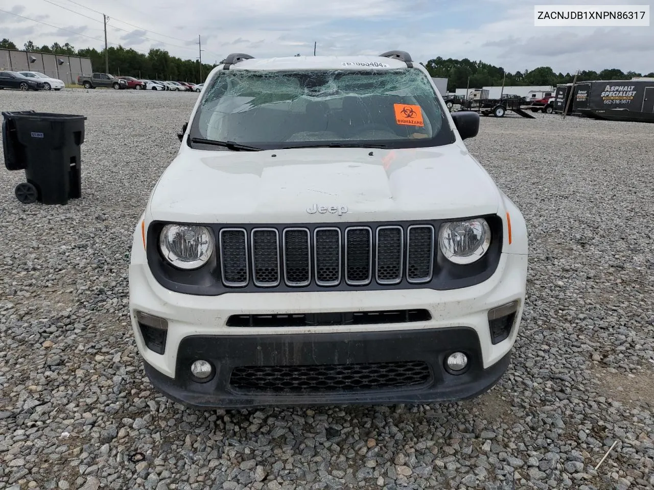 2022 Jeep Renegade Latitude VIN: ZACNJDB1XNPN86317 Lot: 61063404