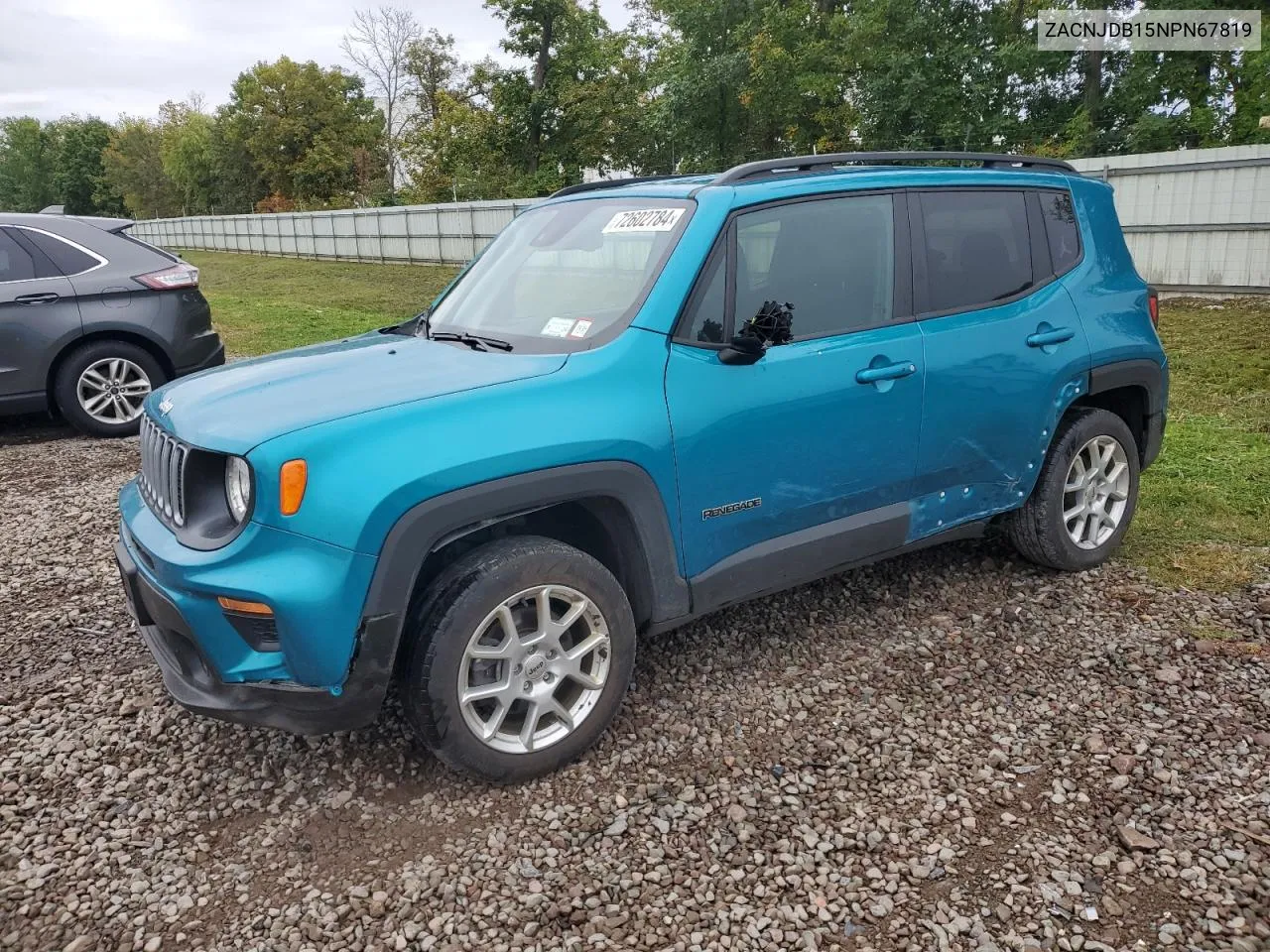 2022 Jeep Renegade Latitude VIN: ZACNJDB15NPN67819 Lot: 72602784