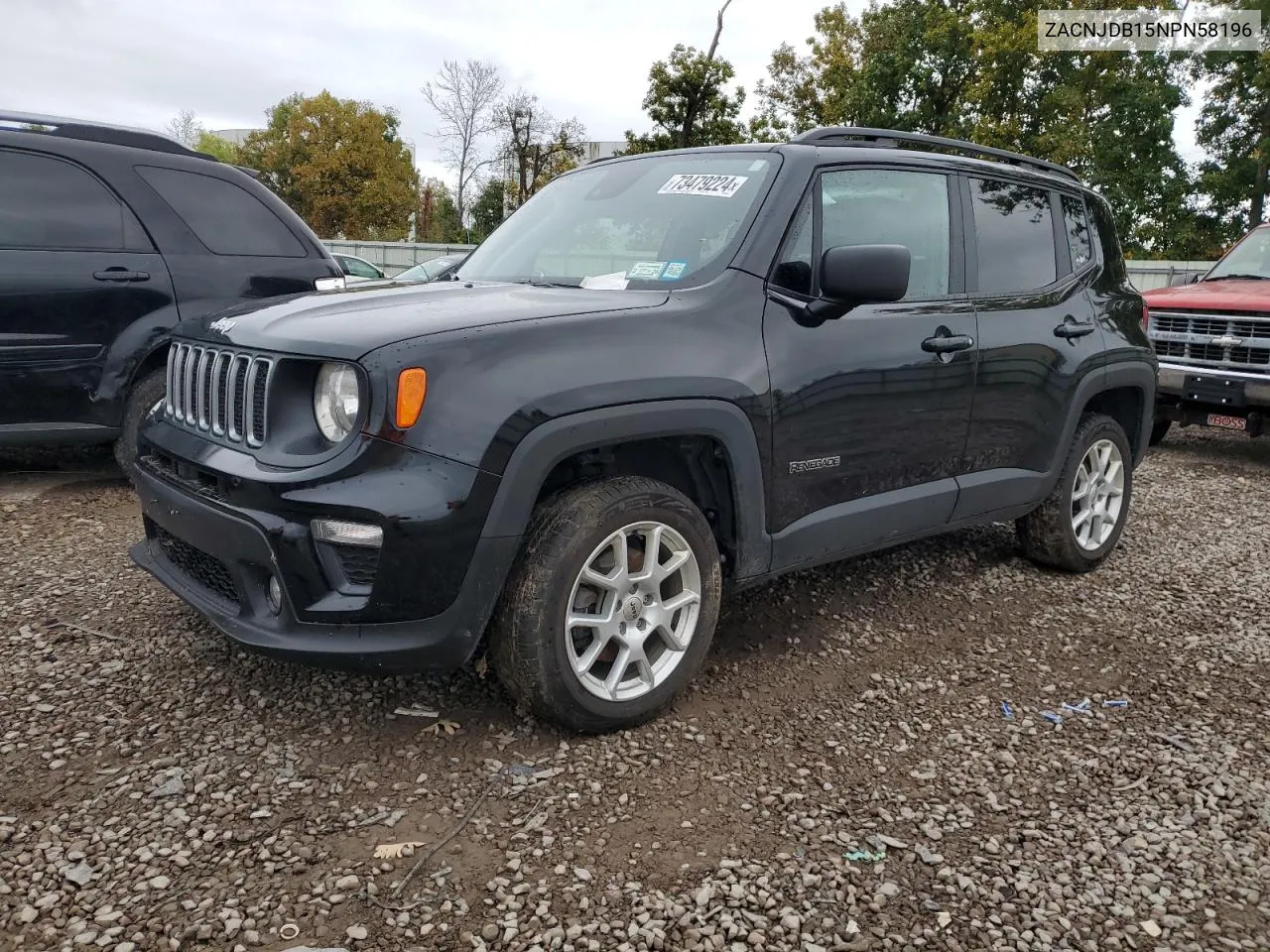 2022 Jeep Renegade Latitude VIN: ZACNJDB15NPN58196 Lot: 73479224