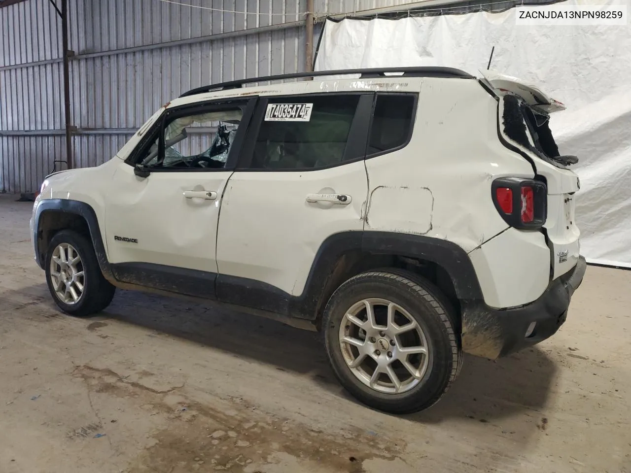 2022 Jeep Renegade Sport VIN: ZACNJDA13NPN98259 Lot: 74035474