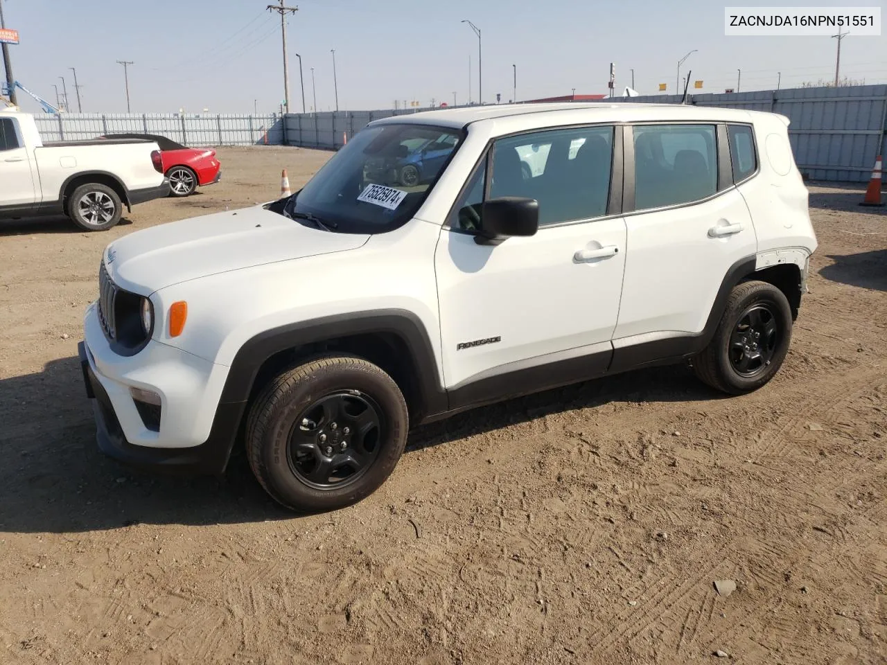 2022 Jeep Renegade Sport VIN: ZACNJDA16NPN51551 Lot: 75525974