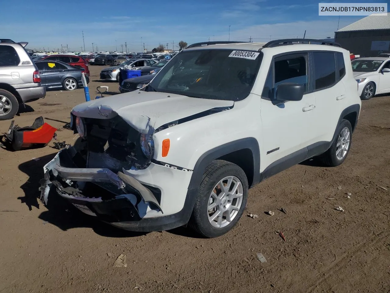 2022 Jeep Renegade Latitude VIN: ZACNJDB17NPN83813 Lot: 80053304