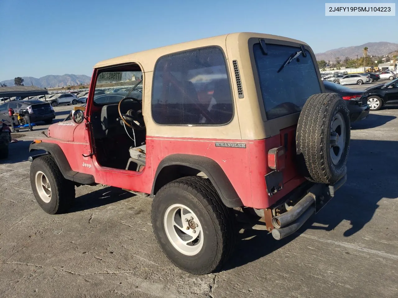 1991 Jeep Wrangler / Yj S VIN: 2J4FY19P5MJ104223 Lot: 77549794