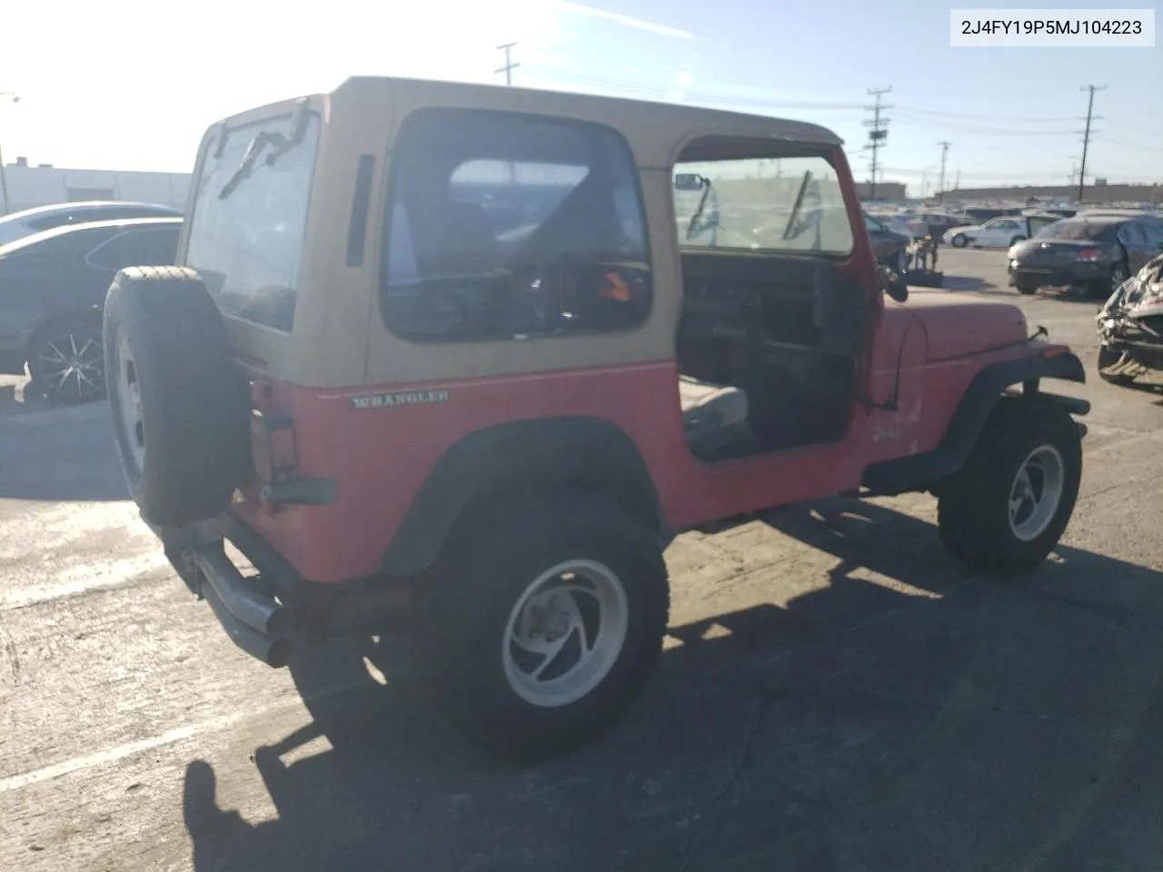 1991 Jeep Wrangler / Yj S VIN: 2J4FY19P5MJ104223 Lot: 77549794