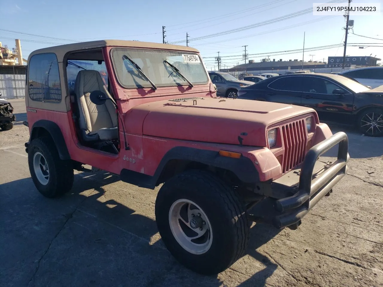 1991 Jeep Wrangler / Yj S VIN: 2J4FY19P5MJ104223 Lot: 77549794