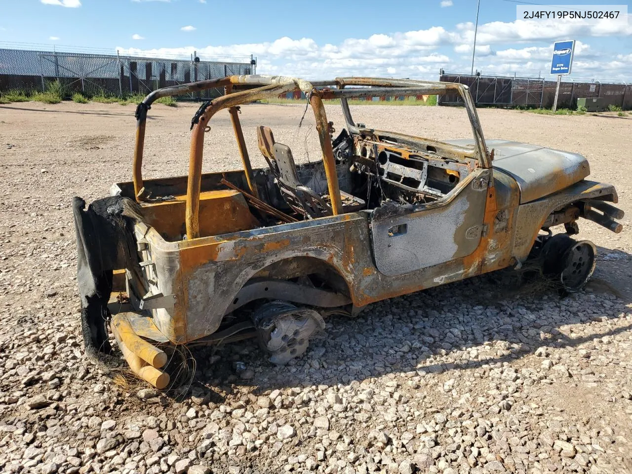 1992 Jeep Wrangler / Yj S VIN: 2J4FY19P5NJ502467 Lot: 77054933