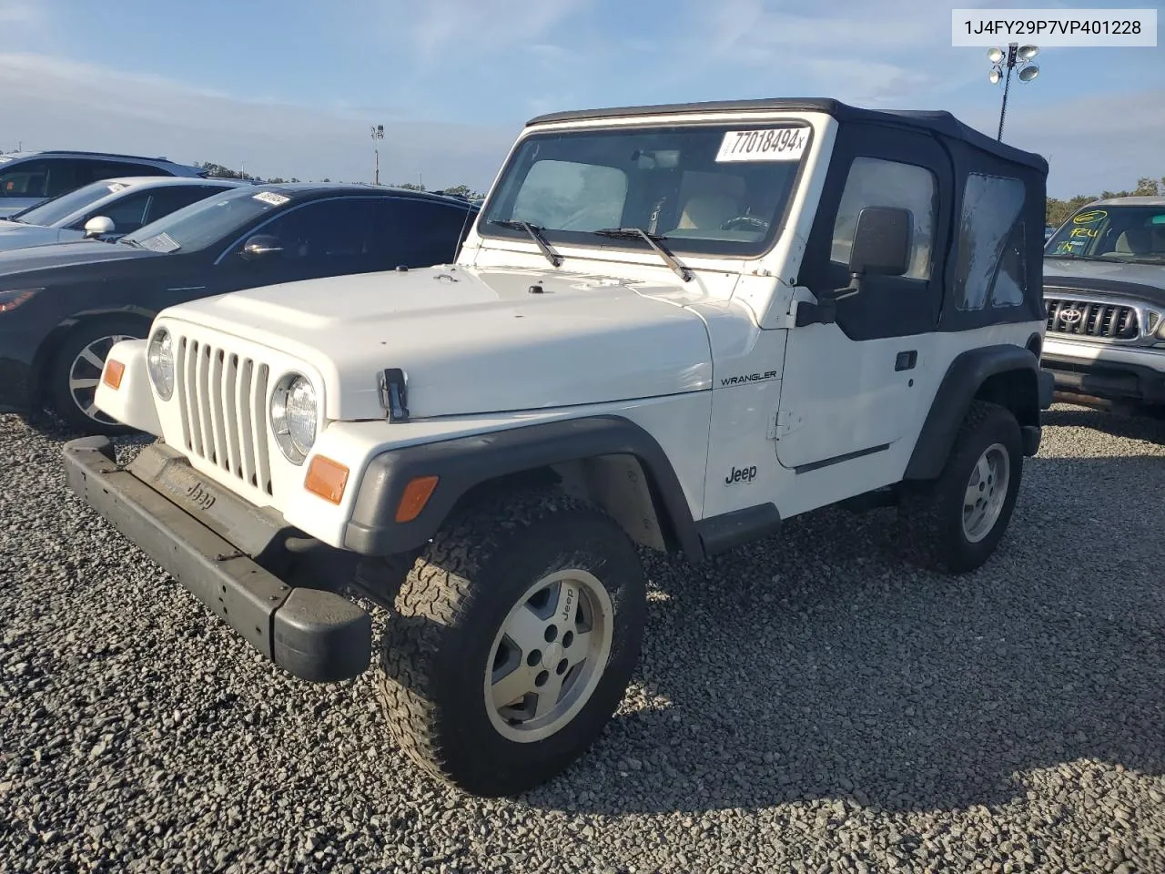 1997 Jeep Wrangler / Tj Se VIN: 1J4FY29P7VP401228 Lot: 77018494