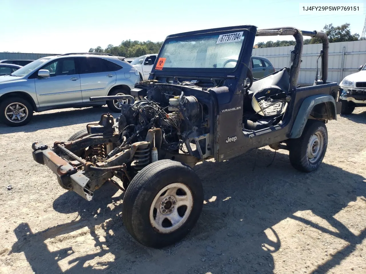 1998 Jeep Wrangler / Tj Se VIN: 1J4FY29P5WP769151 Lot: 67797704