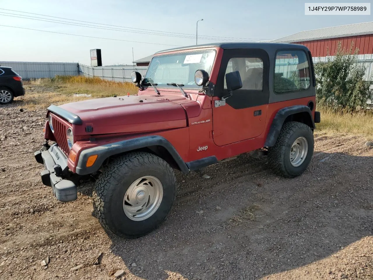 1998 Jeep Wrangler / Tj Se VIN: 1J4FY29P7WP758989 Lot: 75100404