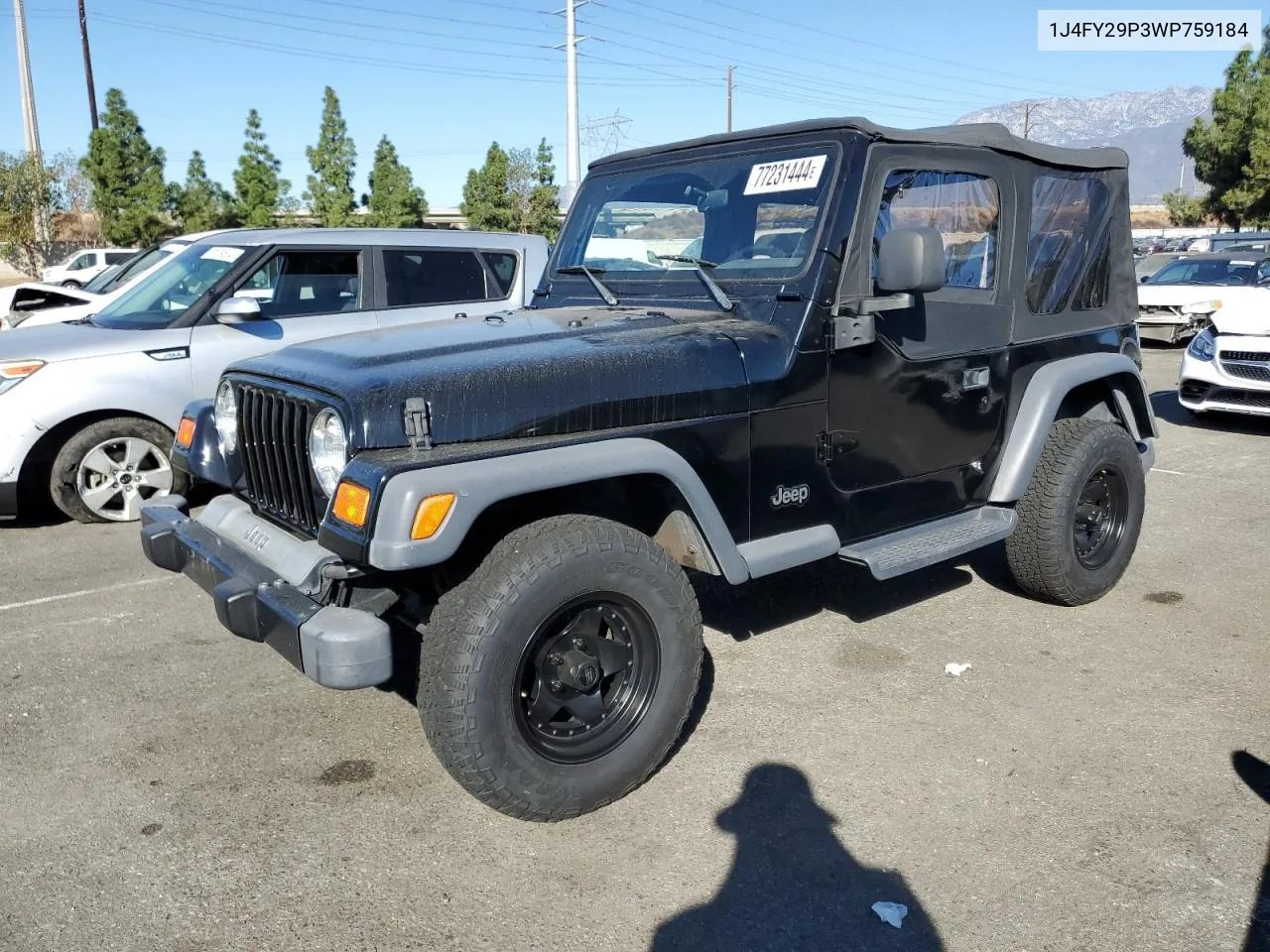 1998 Jeep Wrangler / Tj Se VIN: 1J4FY29P3WP759184 Lot: 77231444