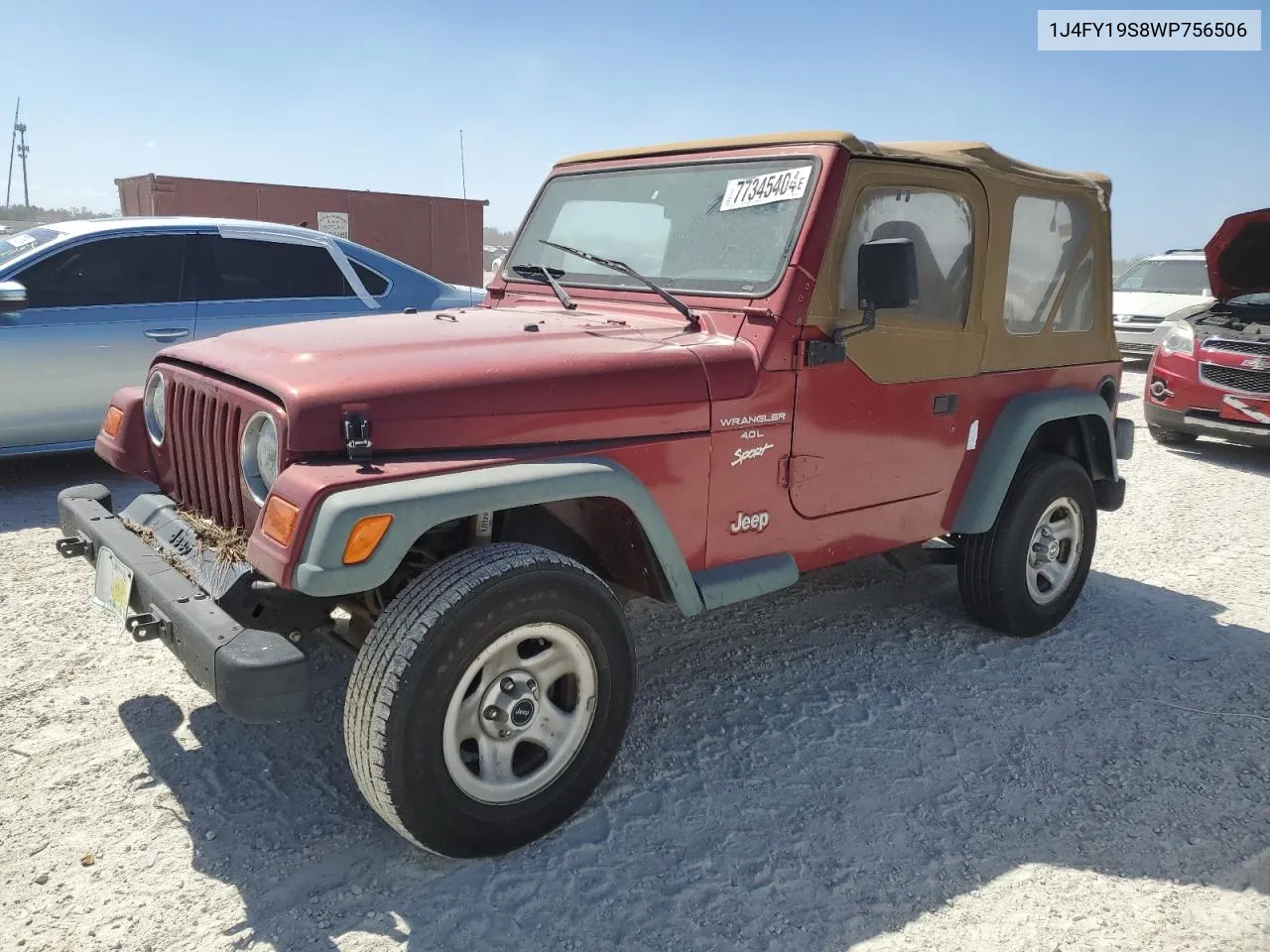 1998 Jeep Wrangler / Tj Sport VIN: 1J4FY19S8WP756506 Lot: 77345404